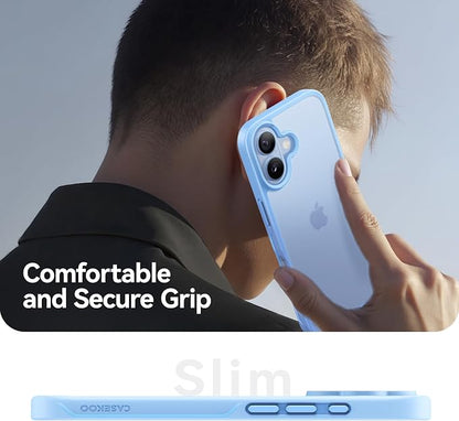 CASEKOO for iPhone 17 Case, [Never Yellow Technology] [Mil-Grade Drop Protection] Translucent Slim Cover Women Men for iPhone 17 Phone Case 6.3 inch, Frosted Light Blue