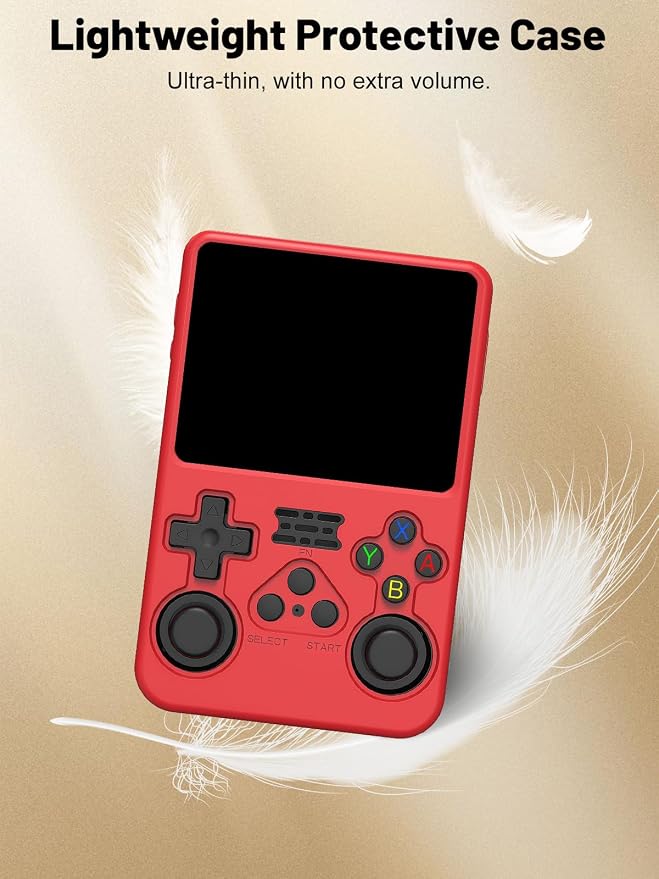 Silicone Protective Case for Anbernic R36S Game Console, Full-Body Protective Cover with Precise Cutout, Shockproof Dustproof Protector Sleeve & Scratch-Resistant Sleeve (Red)
