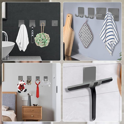 CGBE Razor Holder for Shower, 4 Packs Shaver Holder and Hooks, Self Adhesive Wall Mounts for Bathroom, Damage Free - Grey