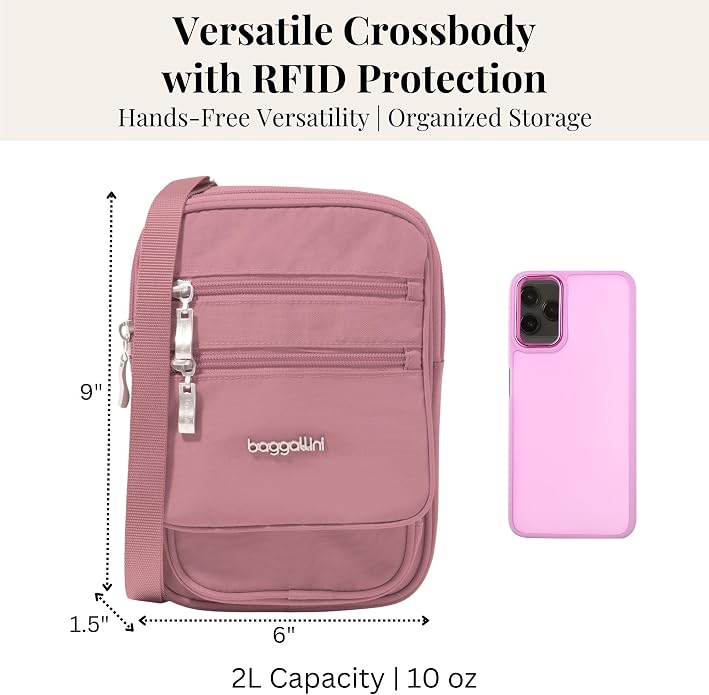Baggallini Journey Crossbody Bags for Women 9x6 Small Lightweight Travel Handbag W/RFID