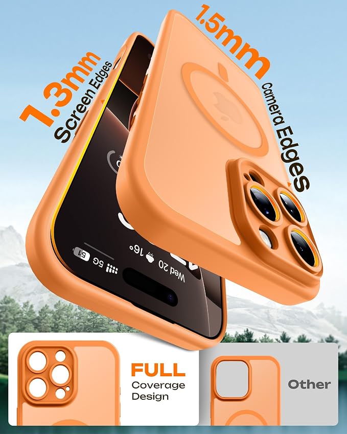 TOCOL for Phone 16 Pro Max Case, Compatible with Magsafe Charger, Full Camera Protection, Drop Protection, Translucent Matte Phone Case for iPhone 16 Pro Max 6.9 inch (Orange)