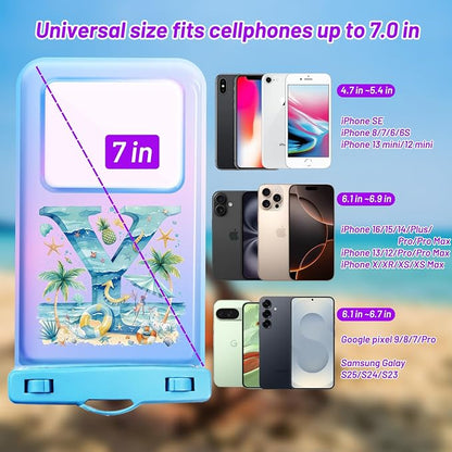Personalized Initial Waterproof Phone Pouch Case - IPX8 Cellphone Dry Bag with Lanyard for iPhone 16/15/14/13/12 Pro Max (6.1–6.9"), Beach & Cruise Ship Essentials with Monogrammed Design (Blue, Y)