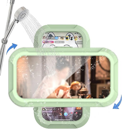 360° Rotatable Retractable Adjustable Shower Phone Case Holder,Anti-fog HD & sensitive screen ,Wall Mounted Phone Holder for Bathroom Mirror Bathtub Kitchen,Shower Accessories for 4-7" Phones (mint)