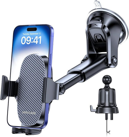 Miracase Phone Holders for Your Car, Universal Car Phone Holder Mount for Car Dashboard Air Vent Windshield, Hands Free Cell Phonen Car Mount Compatible with iPhone Android and All Smartphones