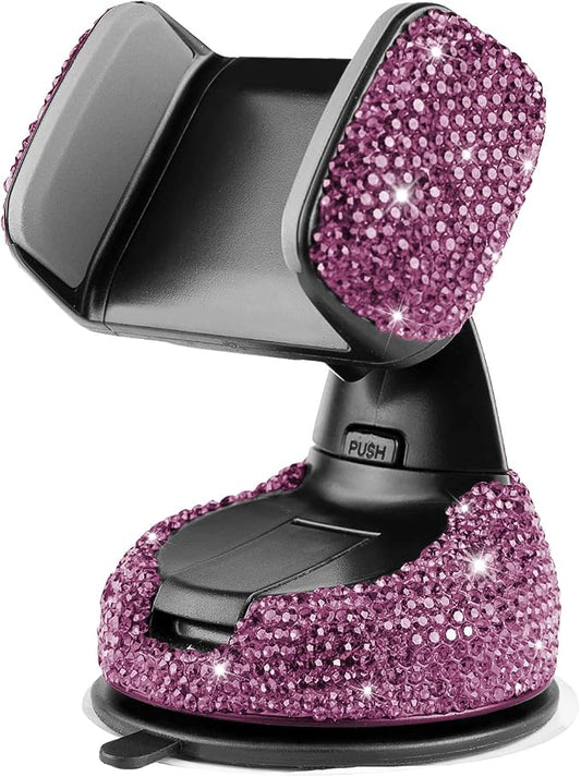 eing Car Phone Mount Cell Phone Holder with One More Air Vent Base,Bling Crystal Universal Phone Mount Holder Cradle for Dashboard,Windshield and Air Vent,Purple