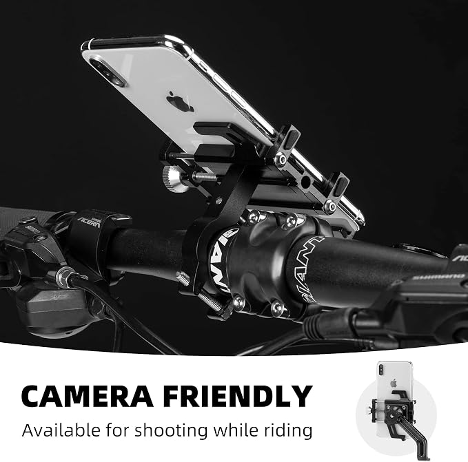 ROCKBROS Bike Phone Holder, Motorcycle Phone Mount, Anti-Shake Cell Phone Holder, 360° Adjustable for iPhone 16, 15 Pro Max/Plus, S9, S10 and More 4.7" to 7" Smartphones，Red