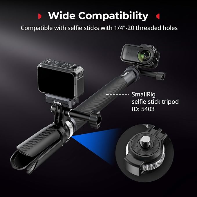 SmallRig Selfie Stick Adapter for DJI Osmo Nano/for Insta360 Go 3/ 3s, with 1/4"-20 Screws for Selfie Stick Tripod