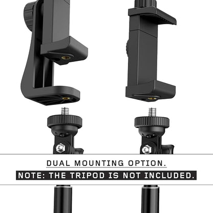 Universal Phone Tripod Mount Adapter with Ｗireless Camera Remote and LED Light, Cell Phone Holder with Adjustable Clamp for Selfie Stick Monopod for iPhone, Samsung Wrist Strap Included