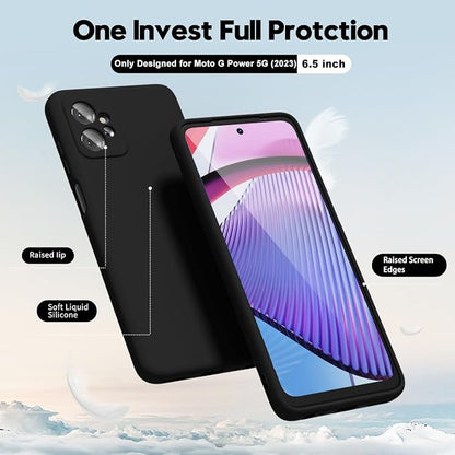 oakxco for Motorola Moto G Power 5G 2023 Phone Case Liquid Silicone, Thin Slim Soft Rubber Gel TPU Plain Simple Cover for Women Girl Cute, Matte Solid Color, Black