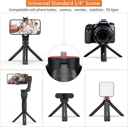 UURIG TP05 Extendable Mini Camera Tripod, Portable Selfie Stick Handle Grip Desktop Webcam Tripod with 1/4" Screw for DSLR Camera Webcam Phone Holder Selfie Stick Vlog Tripod