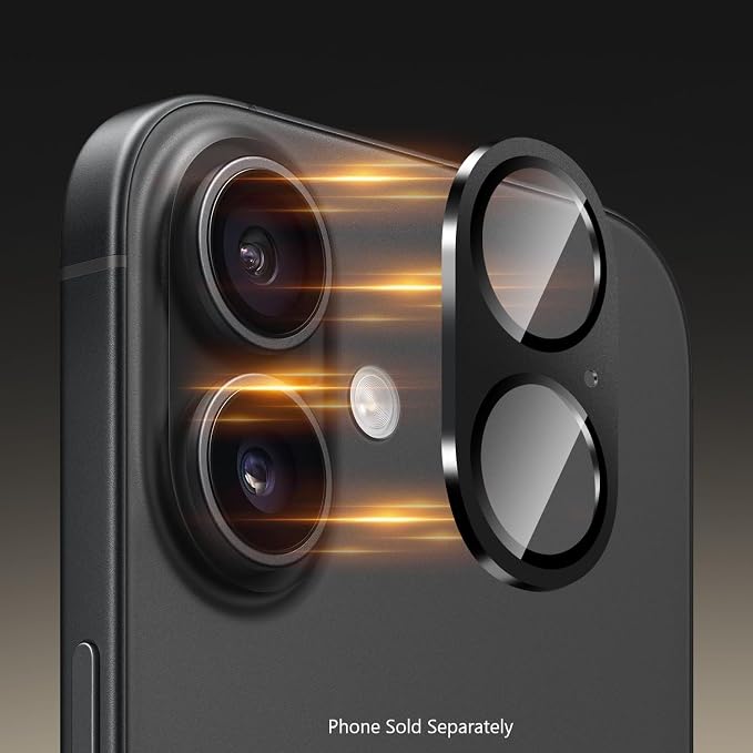 SAHARA - Ultra-Strong Camera Lens Protector for iPhone 16/16 Plus (2-Pack), Black, (ZD00159)