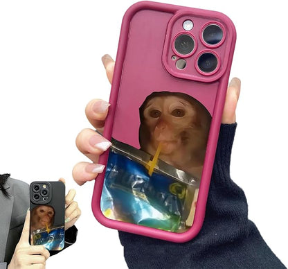 Monkey Phone Case, Funny Monkey Phone Case, All-Inclusived Shockproof TPU Clear Protective Cover, Funny Phone Cases for iPhone 16/15/14/13 Promax (Wine-2,15pro)
