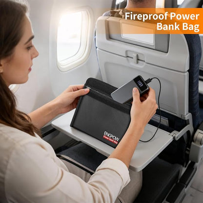 ENGPOW Fireproof Organizer Travel Safe Bag, Portable Electronic Carry Case | Heat Insulated＆Explosion-Proof, Home Travel Storage for Power Bank,Phone,Cables,USB Drive,Charging Protection, 2 Pack, Black