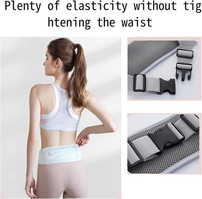 Slim 3-Pocket Running Waist Pack for Women & Men – Lightweight Stretch Sports Belt Bag, Fits Phones up to 7.2", Adjustable 60-120cm, Outdoor Fitness & Travel (Light Purple)