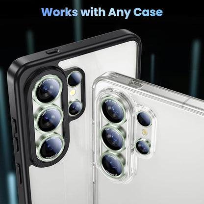 Uyiton for Samsung Galaxy S26 Ultra Camera Lens Protector - [Case-Friendly][Not Easy to Break][Ultra-Thin] Military-Grade Tempered Glass with Aluminum Metal Rear Camera Screen Cover - Green