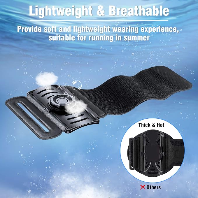 VUP Detachable Running Wrist Band 360°Rotatable for iPhone 17/16/15/14/13/Pro Max/Pro/Mini/12/11, Fits All 4-6.9 Inch Smartphones, with Key Holder,Phone Holder for Hiking Biking (Black)