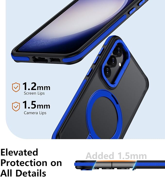 for Samsung Galaxy S23 FE Case, Magnetic Adjustable Ring Stand [Fit for Magsafe], [Military-Grade Shockproof Protection] Phone Case with Kickstand&Ring Holder (Blue)