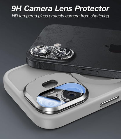 [Upgraded] for iPhone 16 Case with Camera Cover Stand [Fit for MagSafe][9H Camera Lens Protector] Mil-Grade Protection Translucent Matte Silicone Magnetic iPhone 16 Phone Case, Grey
