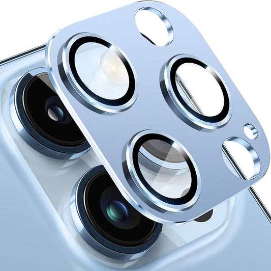 for iPhone 13 Pro and iPhone 13 Pro Max Camera Lens Protector, Anti-Scratch Tempered Glass Camera Screen Protector Shockproof Full Protective Camera Cover Case Friendly Lens Cover-Sierra Blue