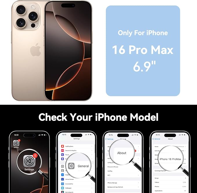 NEWDERY Upgraded Battery Case for iPhone 16 Pro Max, 8000mAh USB-C Portable Power Bank, CarPlay, Sync Data Supported, Rechargeable Charger Case Compatible with iPhone 16 Pro Max 6.9", Black