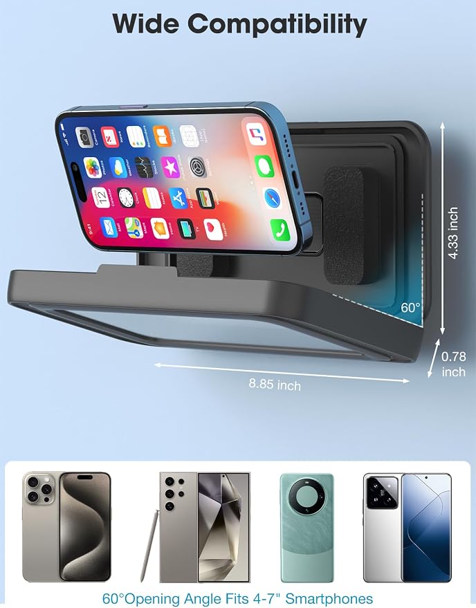 KUNSLUCK Shower Phone Holder Waterproof, 480°Rotation Shower Phone Case, Wall Phone Mount Stand with Original Sound Quality for Bathroom Wall Mirror Bathtub Kitchen, Compatible with 4-7" Phones
