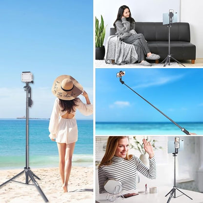 Koolehaoda 64" Magnetic Selfie Stick Phone Tripod with Wireless Remote, Compatible with MagSafe, Portable 5 in 1 Phone Tripod Fit for iPhone 15/14/13 Pro Max Gopro Android Camera & Tablet