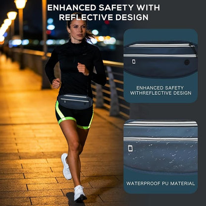 Running belt for Women &Men,Adjustable Exercise Waist Pack Reflective Running Belt for Sports Workout Cycling Hiking, Casual Hands-Free Wallets Phone Bag Fits All Phones(steelblue)