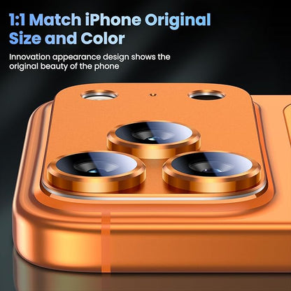 Uyiton Compatible with iPhone 17 Pro Max Camera Lens Protector - [Not Easy to Break][Strong Adsorption][Case-Friendly] Metal Tempered Glass Rear Camera Screen Cover - Cosmic Orange, 2 Packs