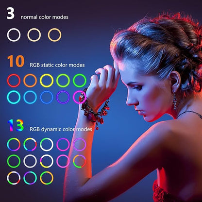 12" Selfie Ring Light with 73" Extendable Tripod Stand: PEYOU Desk Selfie Lights 38 Color Modes, Upgrade 3 in 1 Dimmable Adjustable Speed Ring Light for Makeup/TIK Tok/YouTube