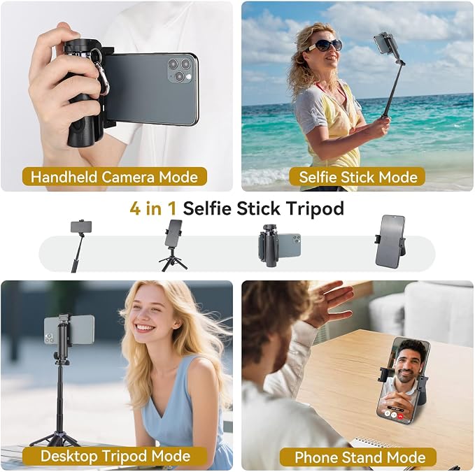 UTEBIT 40" Selfie Stick with Wireless Remote, Portable Phone Tripod Stand for iPhone & Android, Extendable Selfie Stick for Photograph, Live Streaming, Video Recording, Compatible with All Cellphones