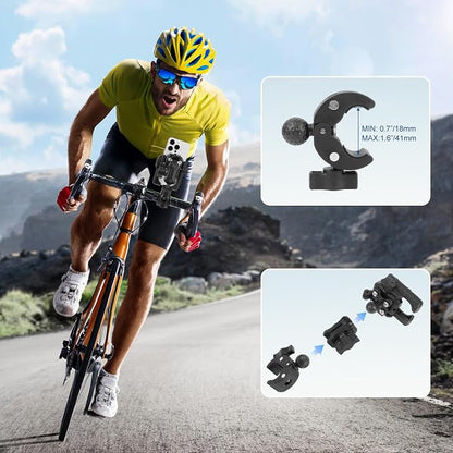 Universal Phone Mount for Bike/Motorcycle/Scooter/ATV, 720° Rotatable Anti-Shake Holder with One-Hand Quick Release &Secure Lock Knob, Fits 5.4-7.2” iPhone 16/15/14/13 Pro Max, 75026