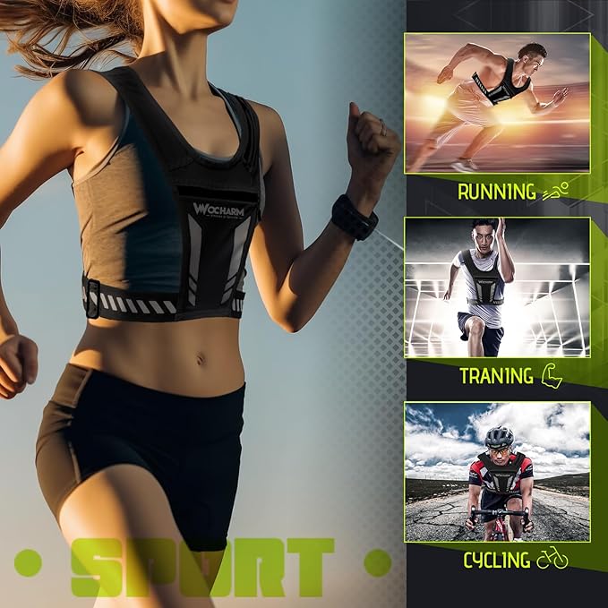 Reflective Vest Chest Phone Holder, Adjustable Hydration Training Workout Gear for Nighttime Running Biking