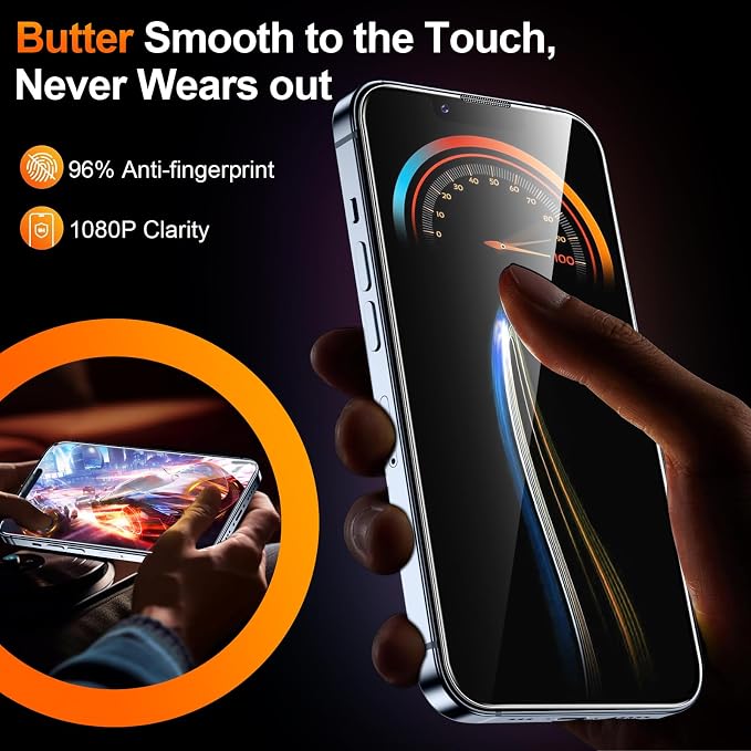 2 Pack for iPhone 13 Pro Max/ 14 Plus Privacy Tempered Glass Screen Protector 6.7 Inch, 9H Hardness, Scratch Resistant with Updated Easy Installation Tool