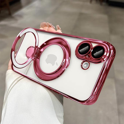 LXK Magnetic Invisible Stand for iPhone 17 Case 6.3" Compatible with MagSafe, Military-Grade Protection, with Camera Protector, Clear Scratch-Resistant Back Cover for iPhone 17 - Pink