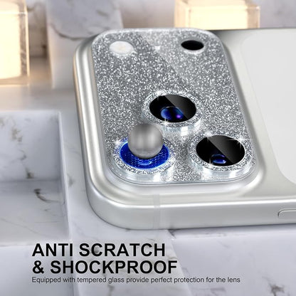 Choiche Compatible for iPhone 17 Pro Camera Lens Protector, Bling Camera Cover with 9H Tempered Glass Lens Screen Protector Metal Ring Decoration Accessories 6.3-inch (Glitter-Silver)