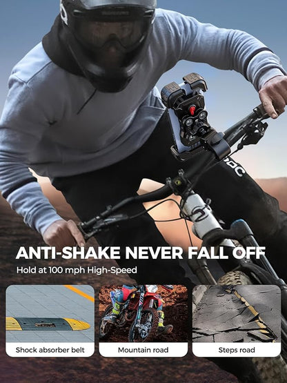Bovemanx Motorcycle Phone Mount Holder, [150mph Wind Anti-Shake][7.2inch Big Phone Friendly] Bike Phone Holder, Motorcycle Handlebar Cell Phone Clamp, Compatible with iPhone 16 Pro Max, Tangerine