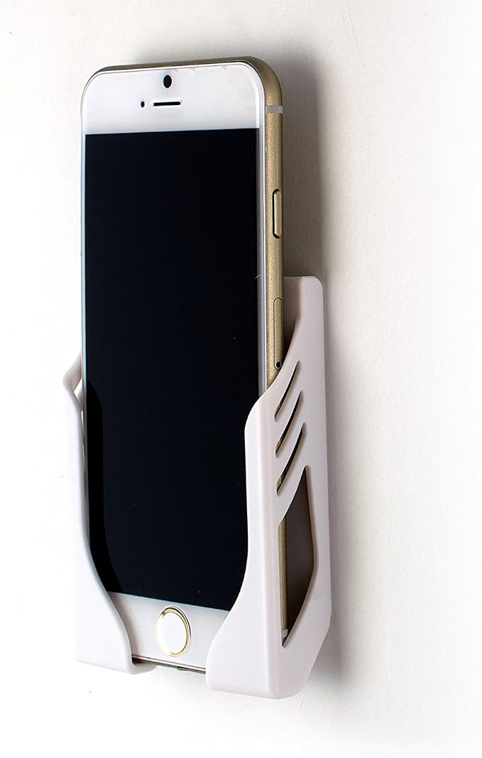 Dockem Koala Wall Mount for iPhone 16, 15, 14, 13 Series, Galaxy S25, S24, Pixel 9 – Damage-Free Dock with 3M Command Strips, Holds Phones up to 11mm Thick [White]