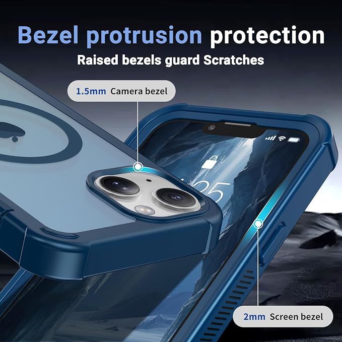 jaroco Magnetic for iPhone 14 Case, [Compatible with MagSafe][Military Grade Drop Protection][Heavy Duty Protection][Non-Slip][Shockproof] 2-Layer Durable Bumper Phone Case 6.1''-Deep Blue