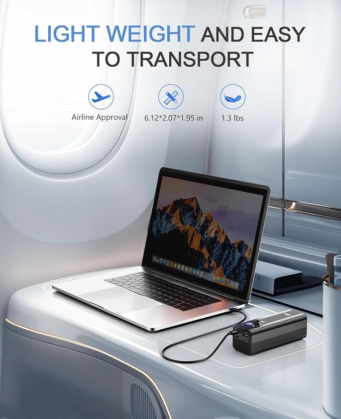 140W Power Bank, 27000mAh 3-Port PD3.1 Portable Laptop Charger with Two 140W Port, Smart Digital Display, Portable Phone Charger for iPhone 17/16 Series, MacBook, iPad, AirPods etc