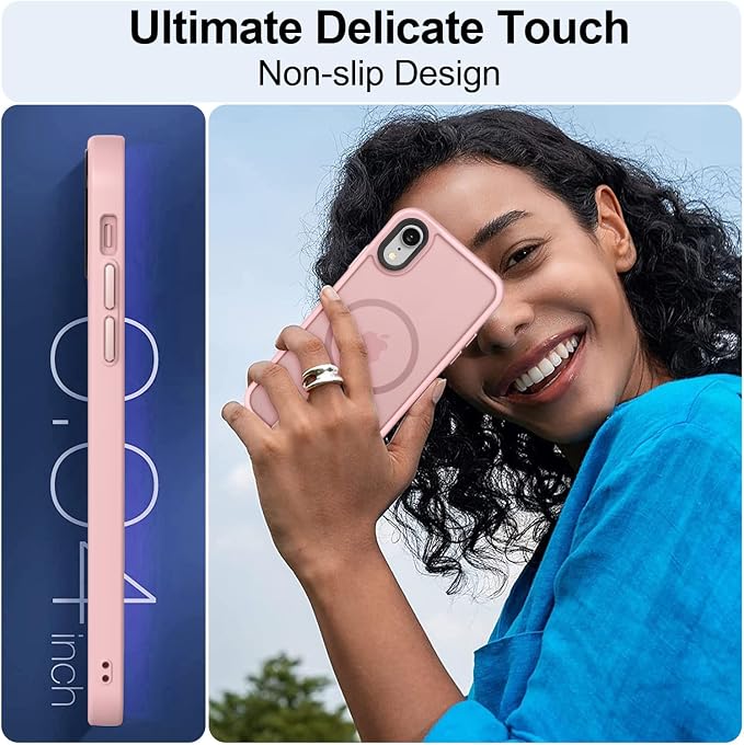 MOCCA Strong Magnetic for iPhone XR Phone Case, [Compatible with Magsafe][Mil-Grade Drop Protection] Slim Thin Translucent Matte Protective Cover Case for iPhone XR Case 6.1'', Pink