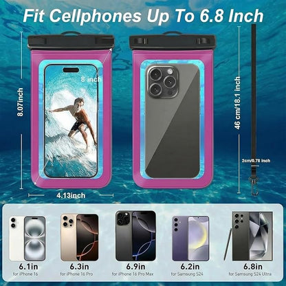 [1 Pack Waterproof Phone Case, 6.8" Universal Dry Bag for iPhone 15/14/13/12 Pro Max, IPX8 Waterproof Pouch, Cruise Ship & Beach Essentials, Bright Red