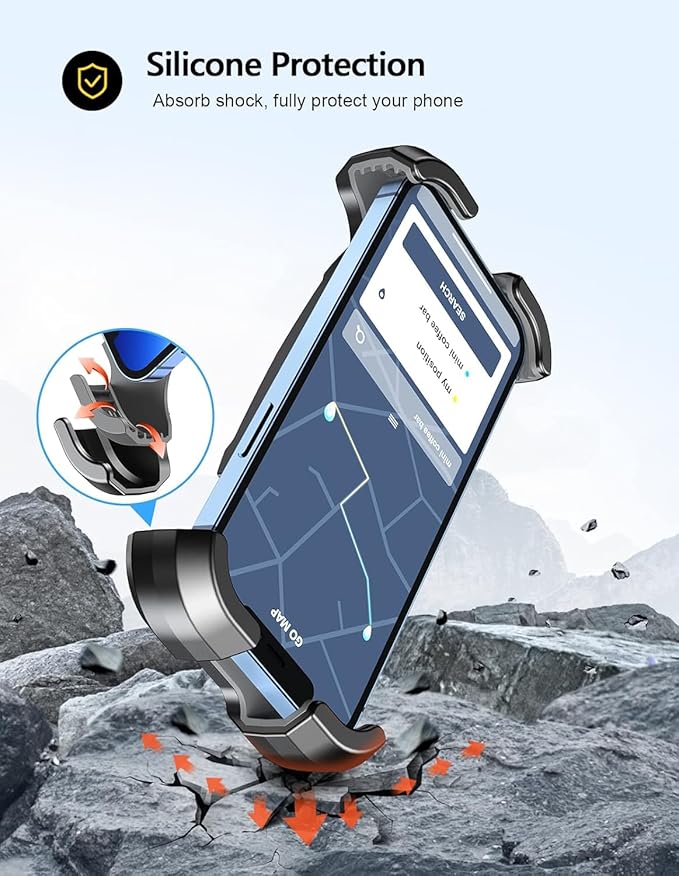 Viccux Motorcycle Phone Mount, Upgrade [Never Fall Off] [0 Shake] Bike Phone Mount, [3s Put & Take] 360° Rotatable Phone Holder for Motorcycle Bike Bicycle Scooter Compatible with Cellphones 4.7-6.8”