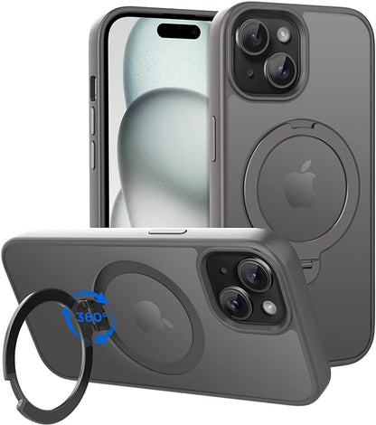 CACOE Magnetic Case for iPhone 15 6.1 inch with 360 Rotatable Ring Stand, Compatible with MagSafe Car Phone Mount, iPhone 15 Cases Cover Phone Holder for Desk Meeting/Videos