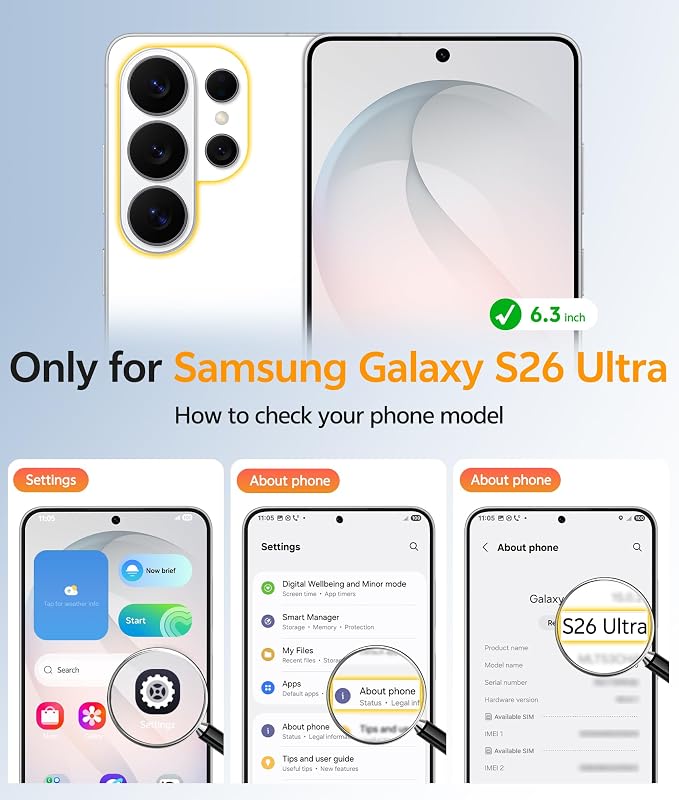 FNTCASE for Samsung Galaxy S26-Ultra Case: [Fit for Magsafe] [Screen Protector] Anti Yellowing Transparent Clear Military Grade - Shockproof Protective Phone Cover - Clear