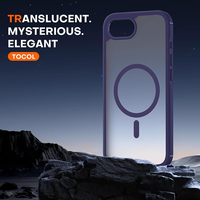 TOCOL Magnetic for iPhone 16e Case, Upgraded Full Camera Protection, Compatible with Magsafe, Drop Protection, Translucent Matte Back Bumper for iPhone 16e 6.1-Inch (Purple)