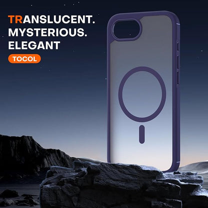 TOCOL Magnetic for iPhone 16e Case, Upgraded Full Camera Protection, Compatible with Magsafe, Drop Protection, Translucent Matte Back Bumper for iPhone 16e 6.1-Inch (Purple)
