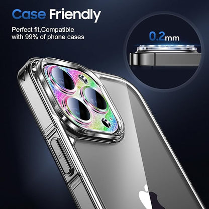 UniqueMe 3 Packs Compatible for iPhone 13 Pro Max/iPhone 13 Pro Camera Lens Protector Acrylic [Not Glass],[Case Friendly][Scratch-Resistant][Night Shooting Mode]-Glitter Colorful