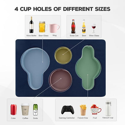 Couch Cup Holder Pillow,Couch Drink Holder,Rectangle Couch Caddy for Coffee Cup,Phone,Remote,Couch Cup Holder Tray for Bed,Car,Sofa,Table