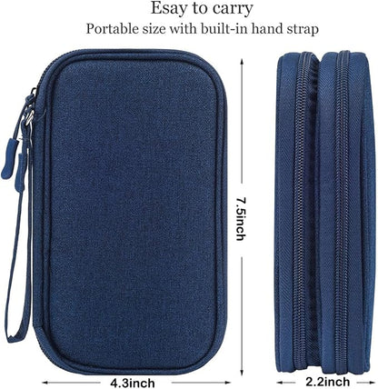 CAAORDKSO Electronic Organizer, Travel Cable Organizer Bag Pouch Electronic Accessories Carry Case Waterproof Electronic Bag for Cable, Cord, Charger, Phone, Power Bank, Earphone (Navy Blue, Medium)