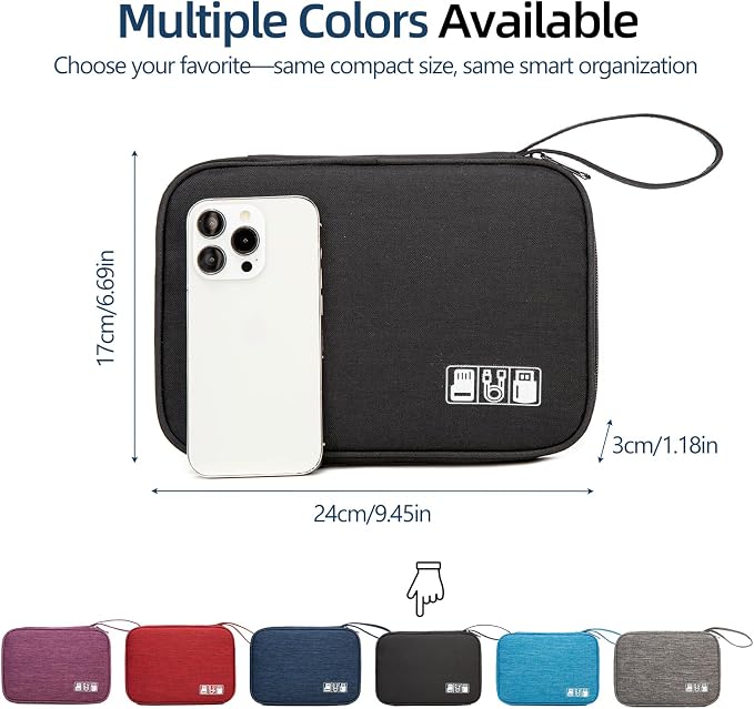 Cord Organizer Travel Case, Cable Organizer Bag for Chargers, USB Cables, Power Bank & Electronics Accessories, Portable Tech Organizer Pouch with Mesh Pockets, Water Resistant Travel Gear Bag